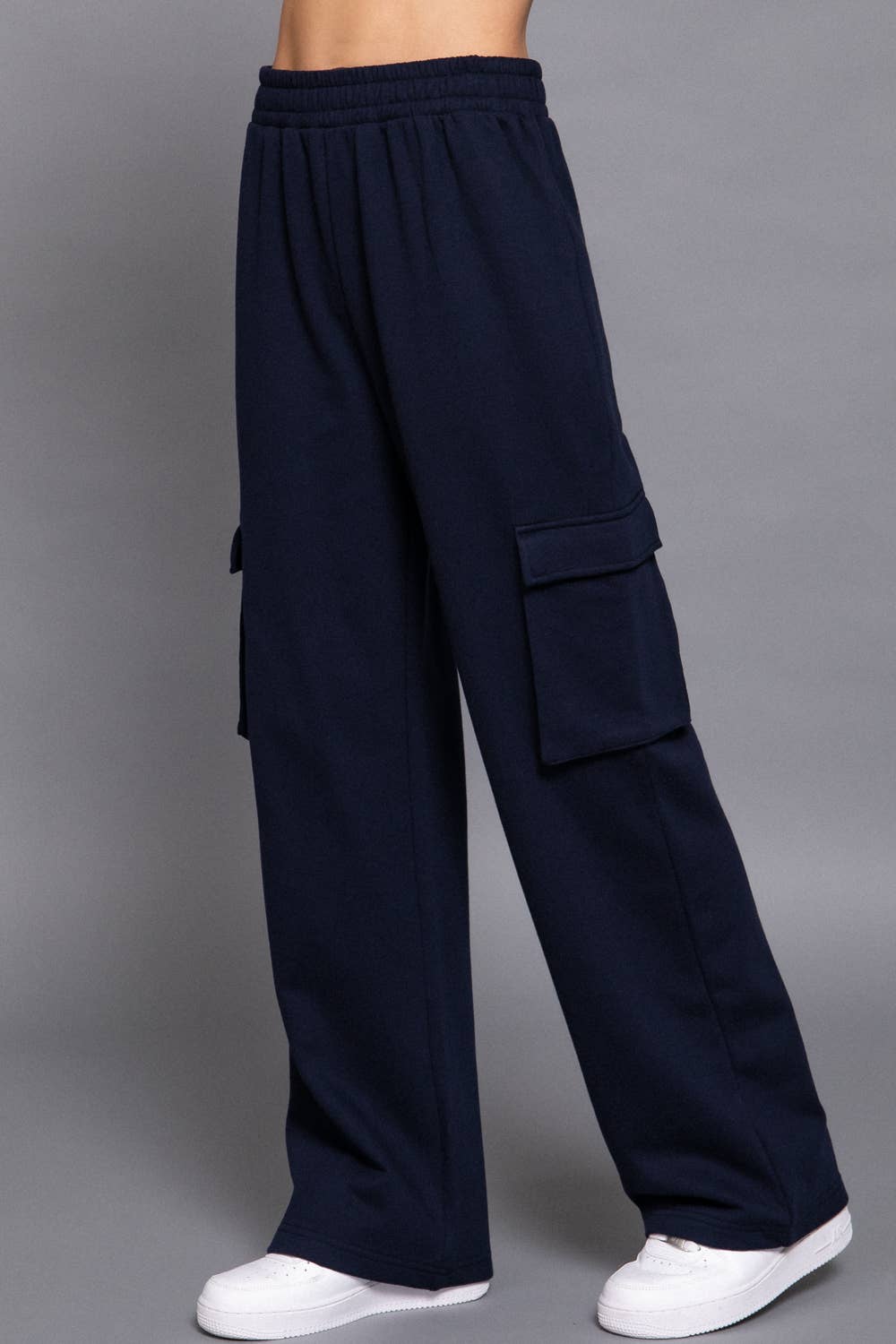 Waist Band Inner Fleece French Terry Cargo Long Pants