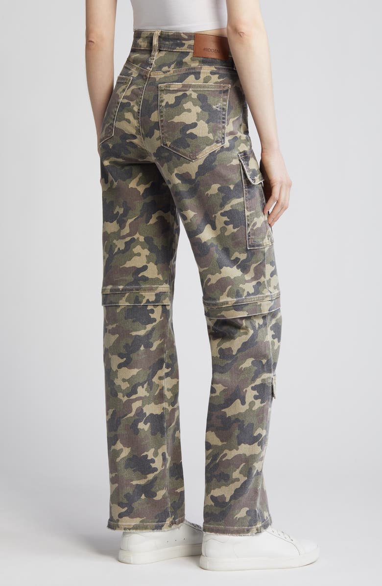 Hidden Camo Print Straight Leg Cargo Jeans