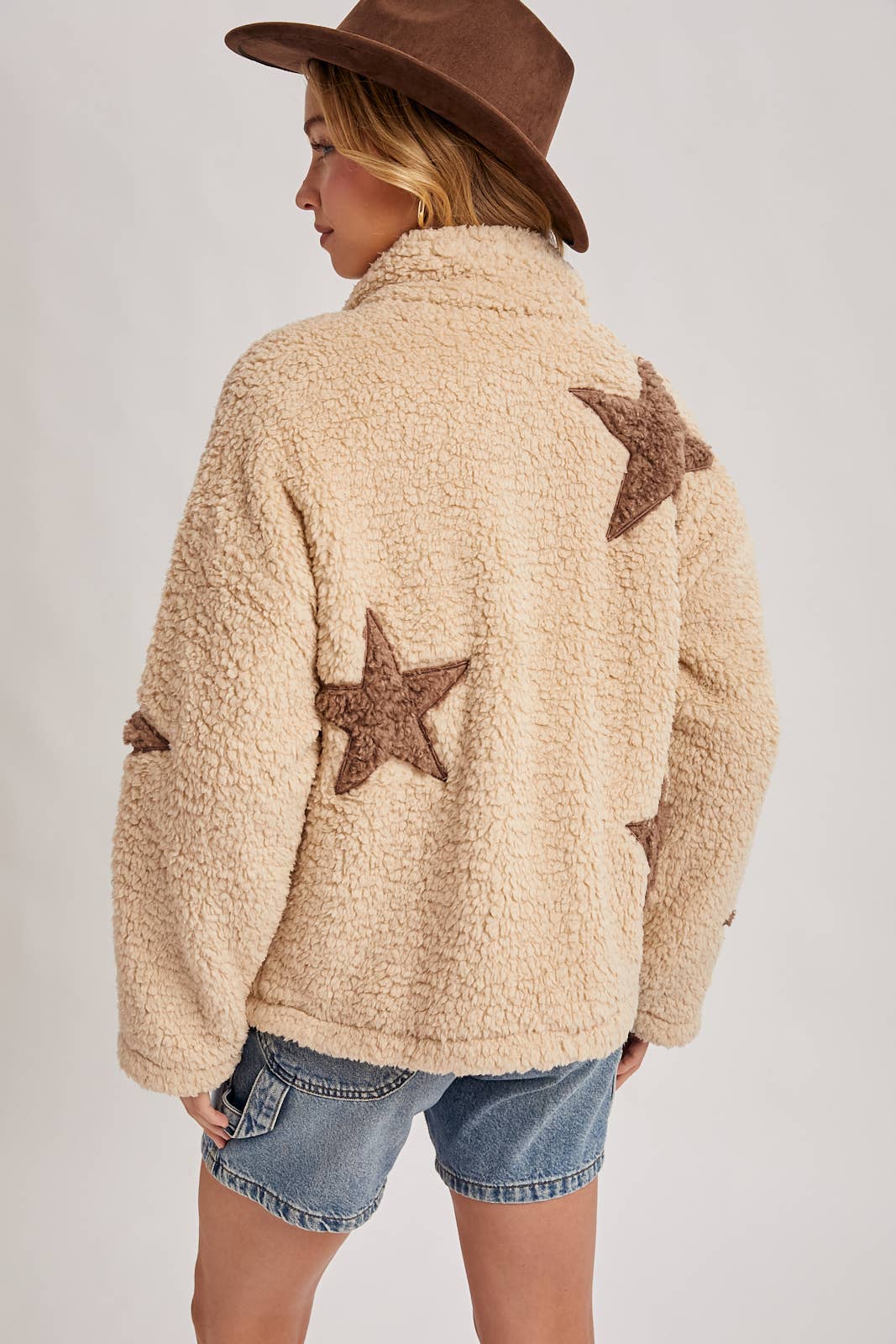 STAR-SHAPED SHERPA FLEECE TEDDY JACKET
