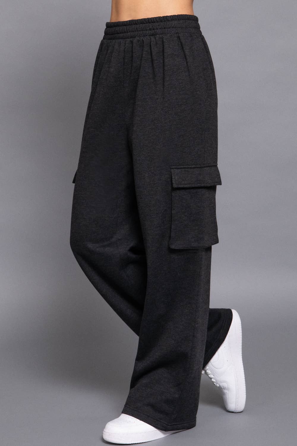 Waist Band Inner Fleece French Terry Cargo Long Pants