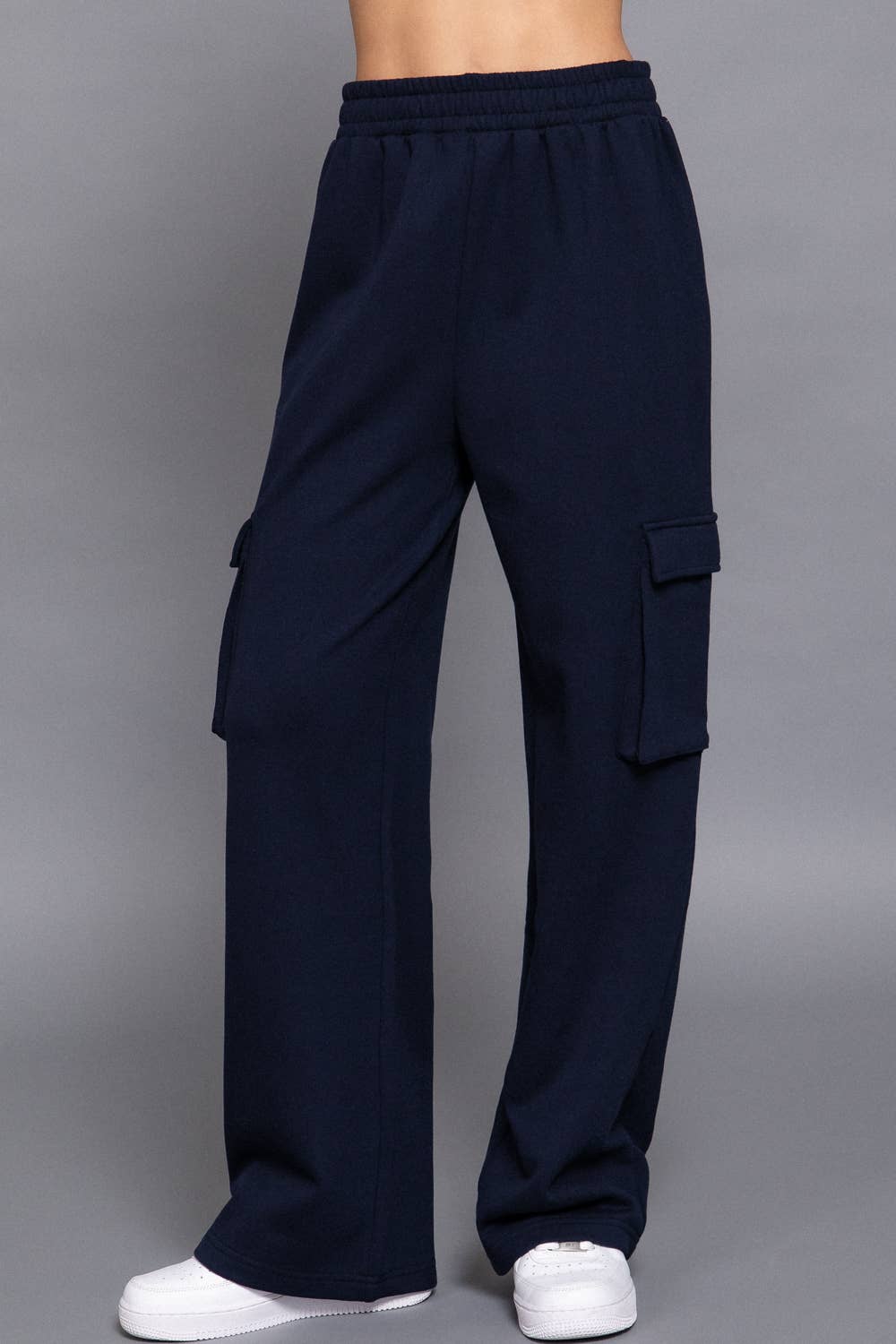 Waist Band Inner Fleece French Terry Cargo Long Pants