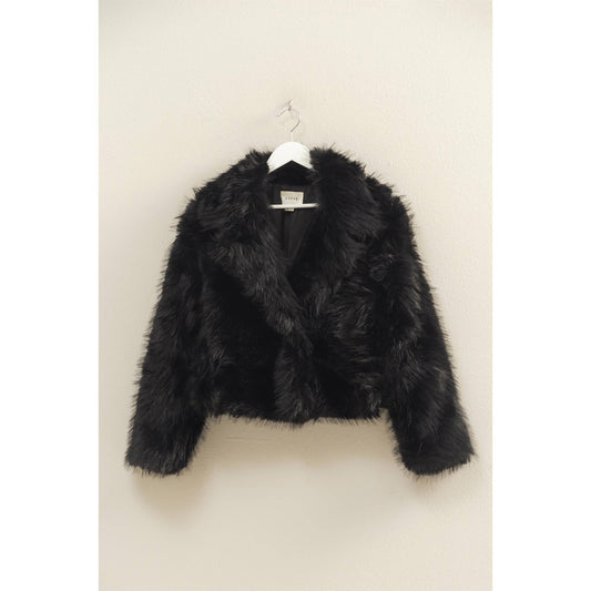 Shawl Collar Faux Fur Jacket