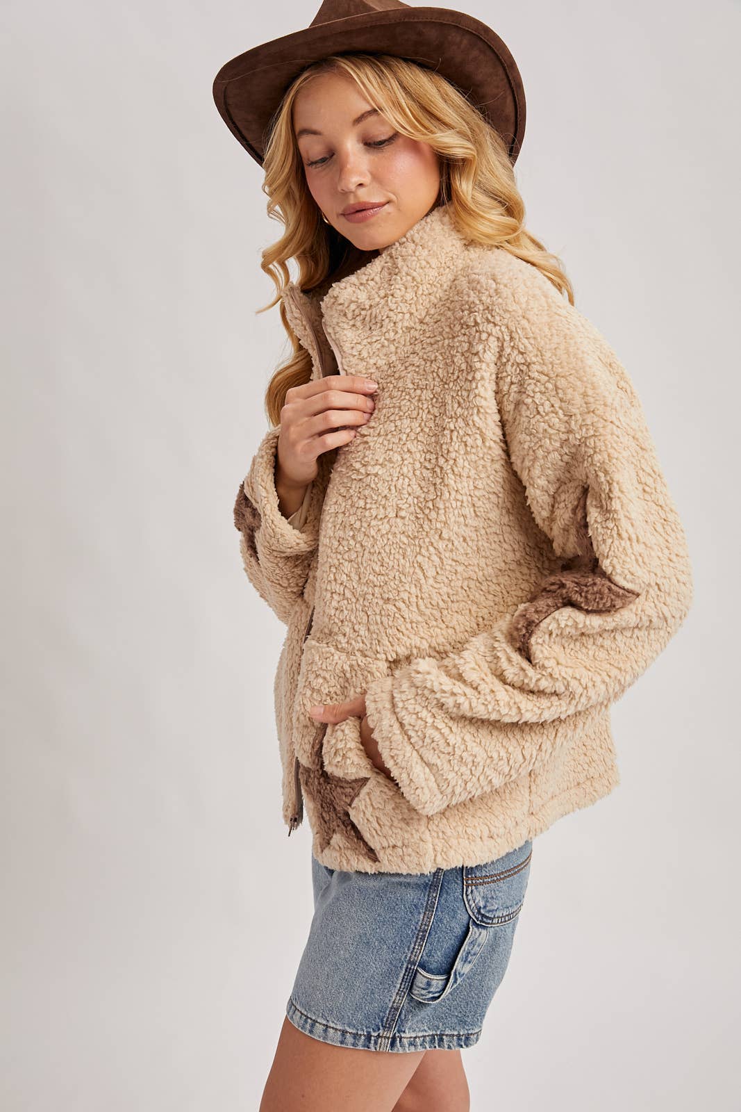 STAR-SHAPED SHERPA FLEECE TEDDY JACKET