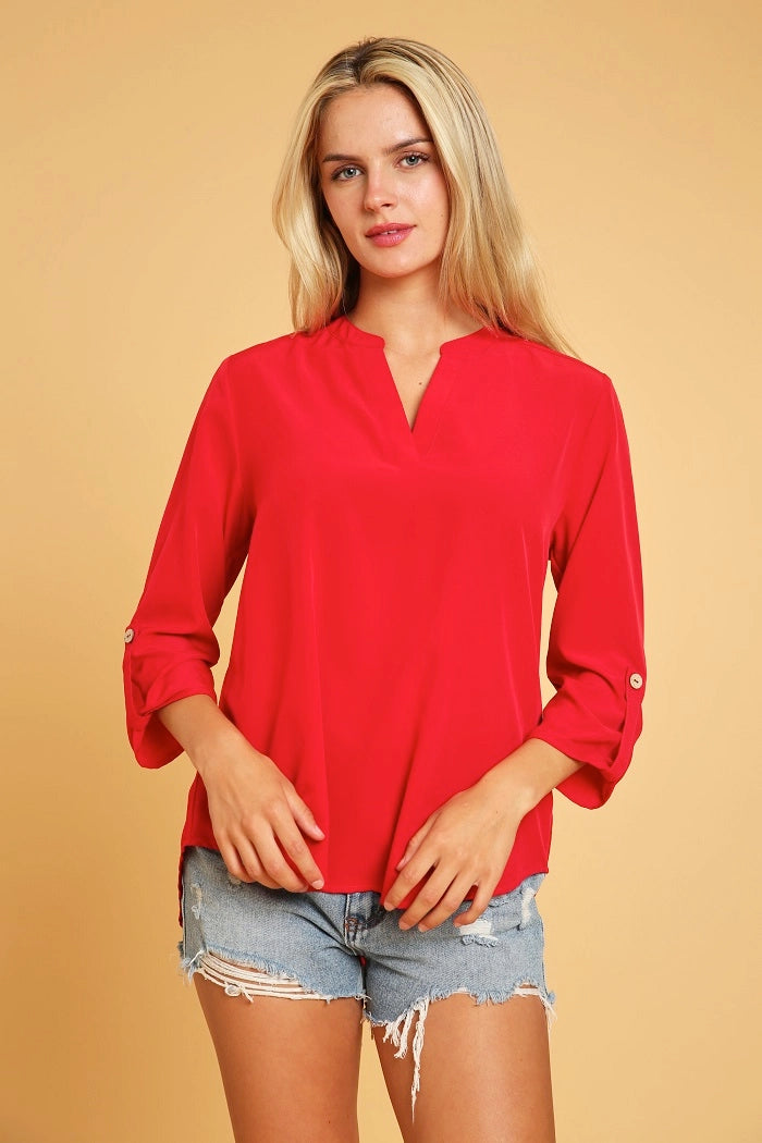 Shop Basic Long Sleeve Stretch Woven Top
