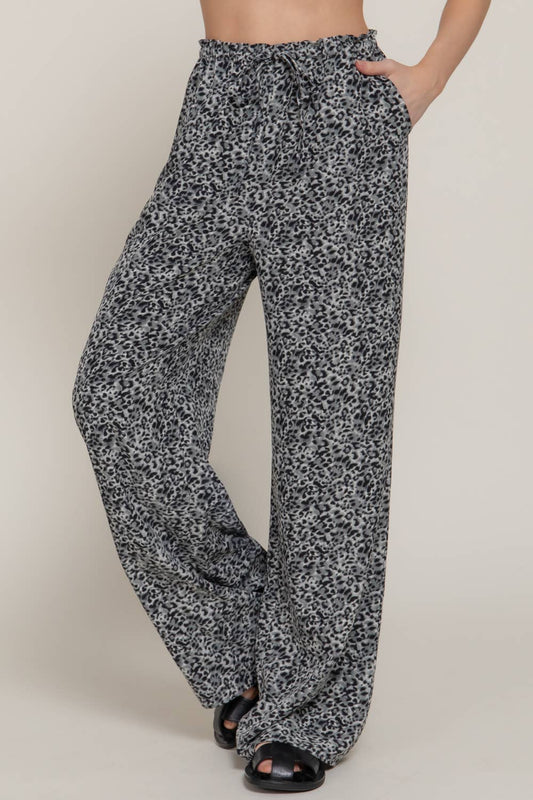 Mid Waist Elastic Waistband Print Long Pants