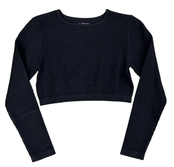 Suzette Long Sleeve High Neck Rib Crop - Black – Launch Boutique