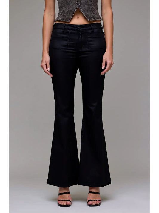 Hidden 31” inseam mid rise Happi Flare black Coated
