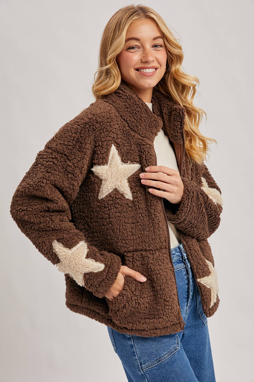 STAR-SHAPED SHERPA FLEECE TEDDY JACKET
