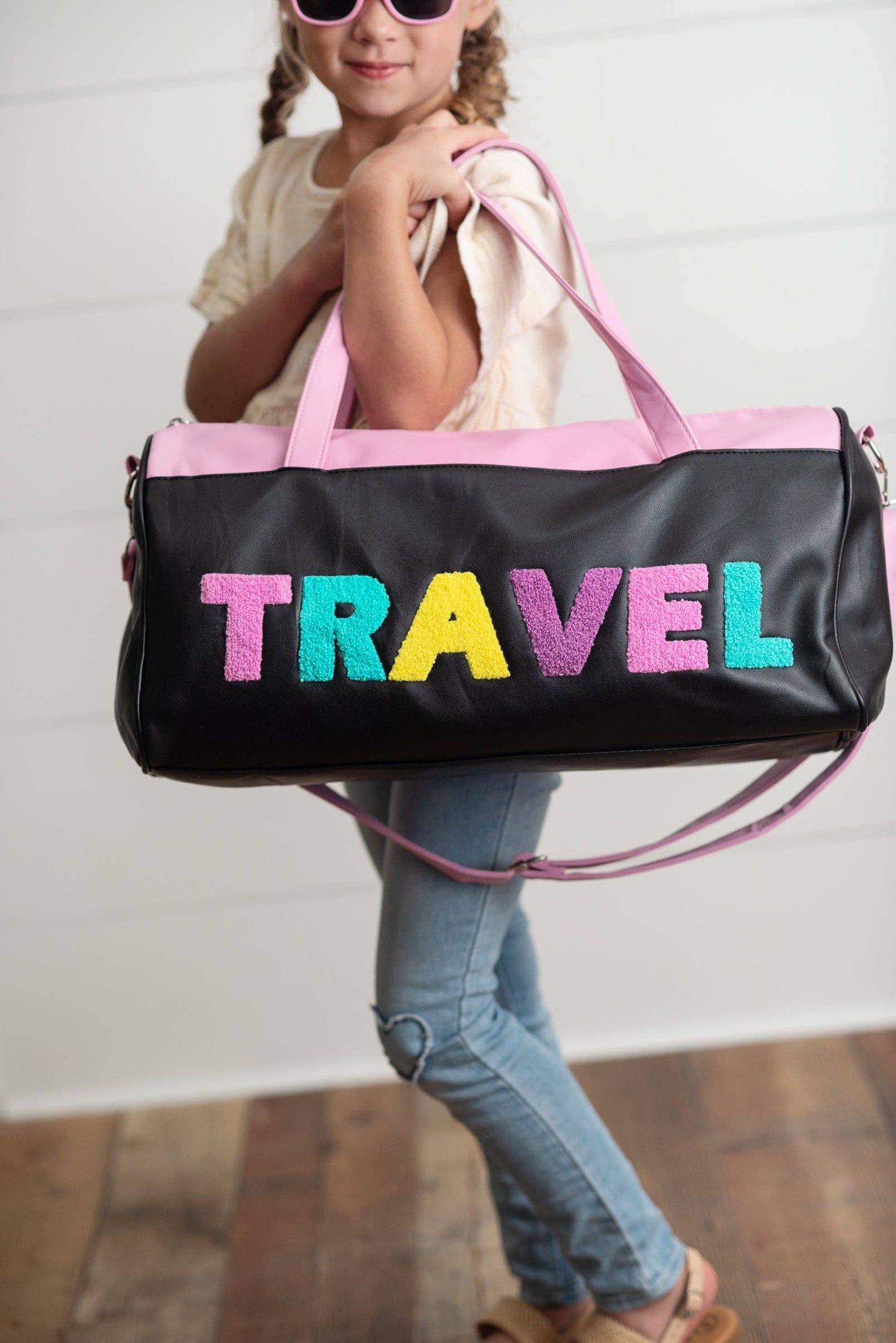 Kids Pink and Black Travel Bag