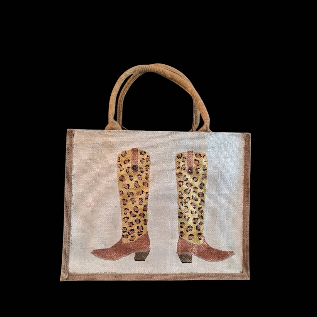 Animal Print Cowboy Boots Tote Bag