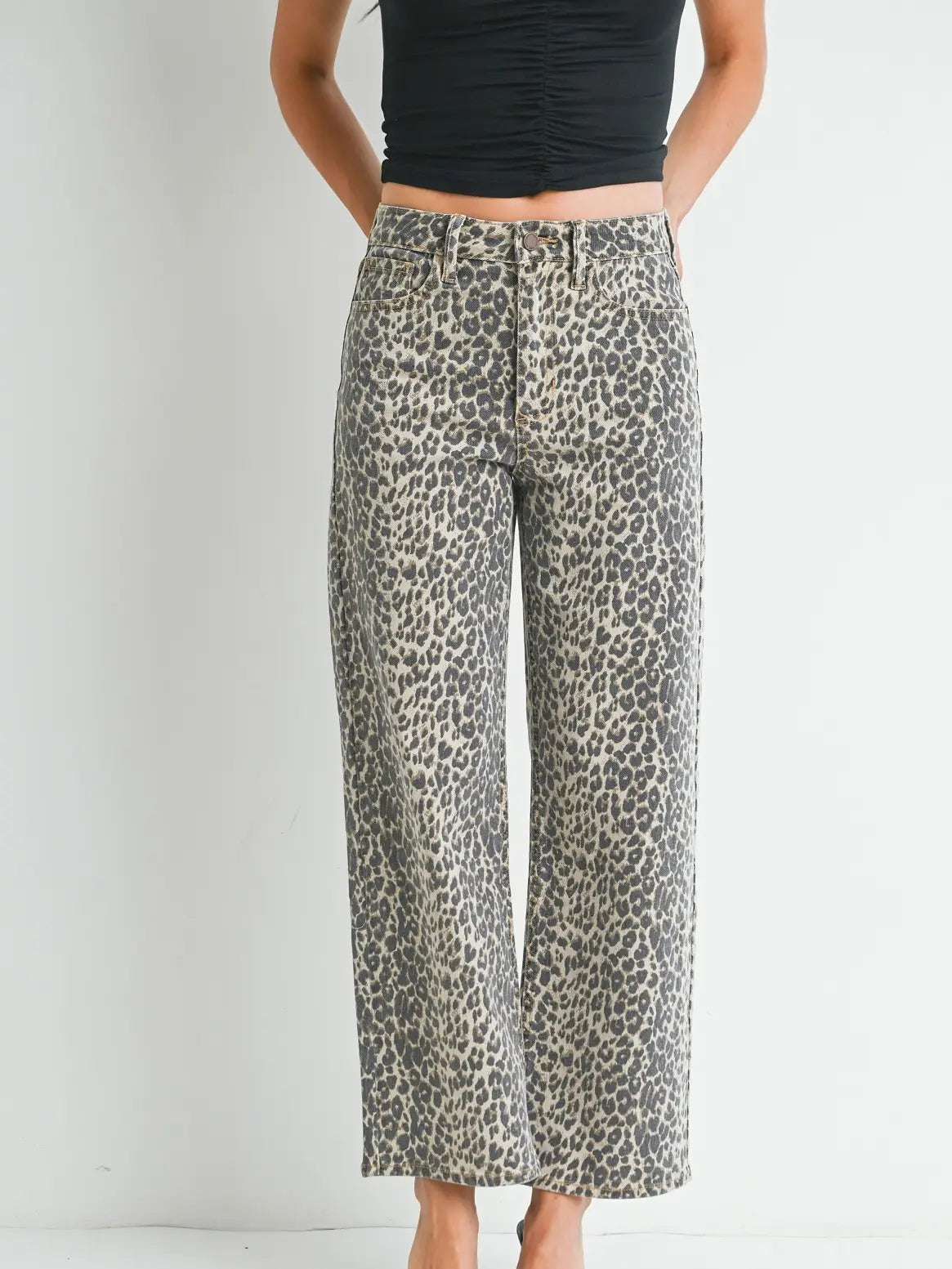 JBD High Rise Leopard Vintage Straight Jean