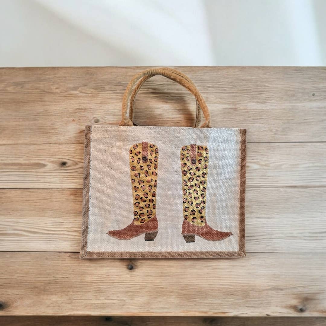 Animal Print Cowboy Boots Tote Bag