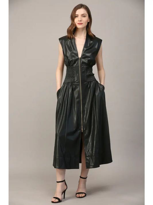 Fate Faux Leather Maxi Dress
