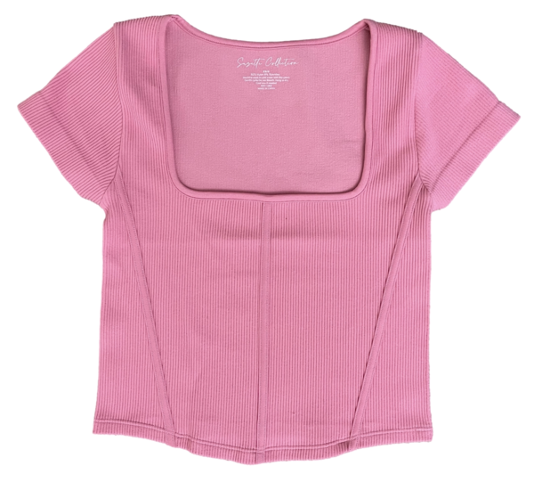 Suzette Ribbed Seamless Square Neck Cap - Pink