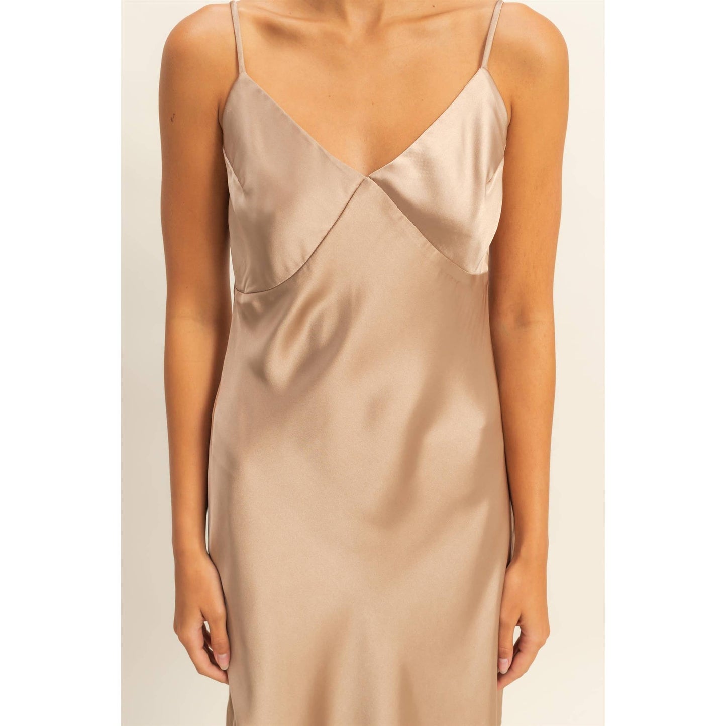 Satin Midi Dress With A Side Slit
