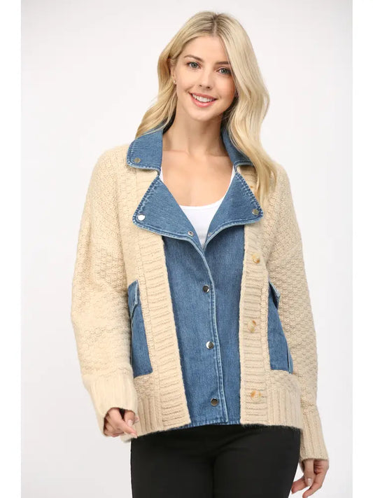 Fate Denin and Knit Jacket
