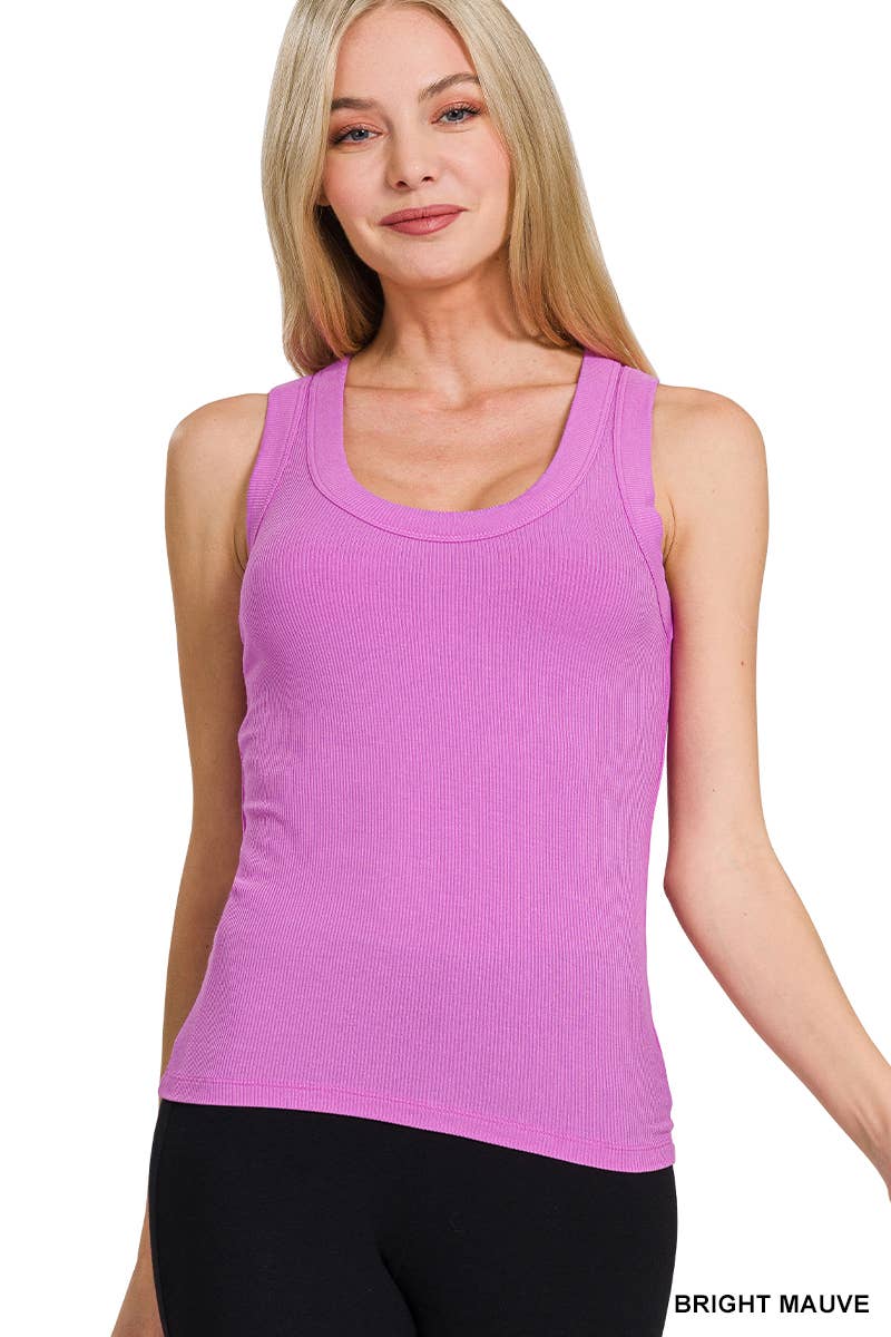 Ribbed Scoop Neck Tank Top