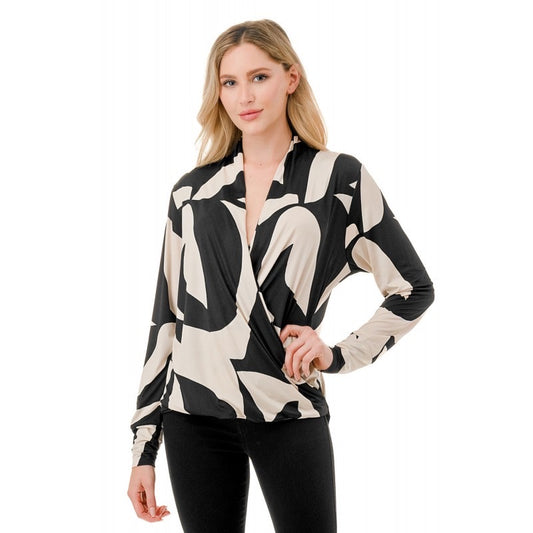 Ariella Crossover Printed Blouse