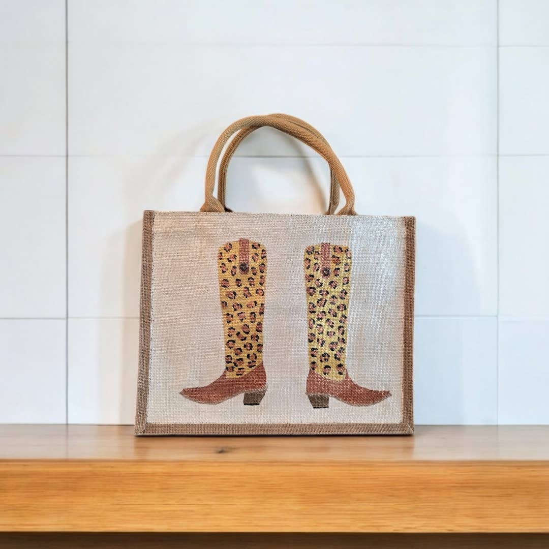 Animal Print Cowboy Boots Tote Bag