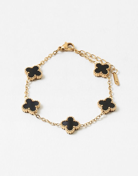 Black and Gold Clover Bracelet