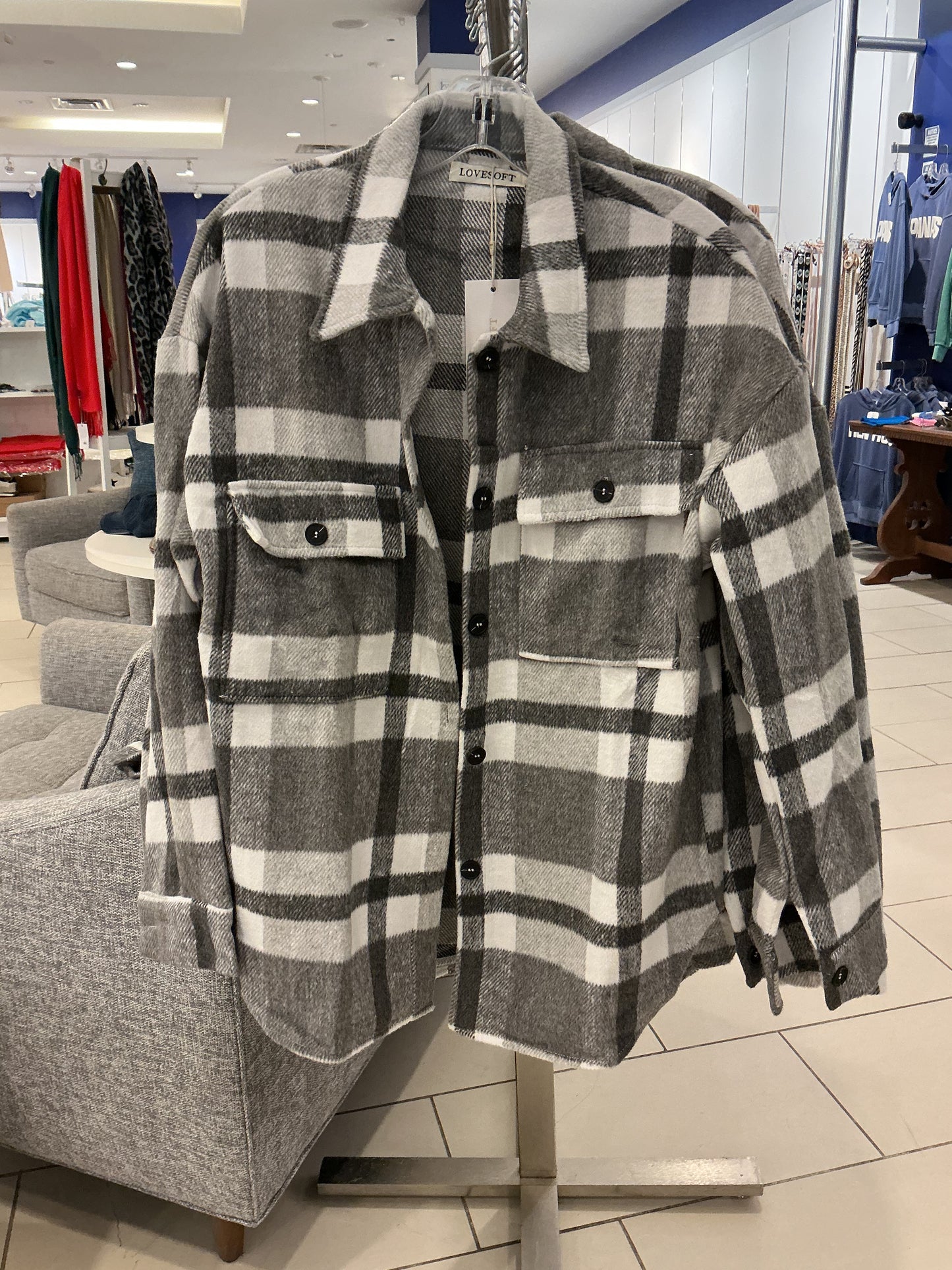 Plaid Button Down Flannel Shirt Jacket