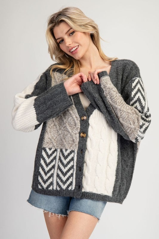 Mixed Patterned Cardigan