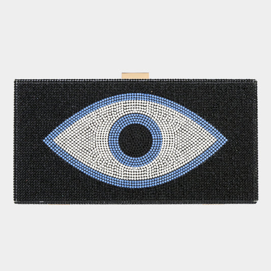 Evil Eye Evening Bag Clutch or Gold Chain Strap