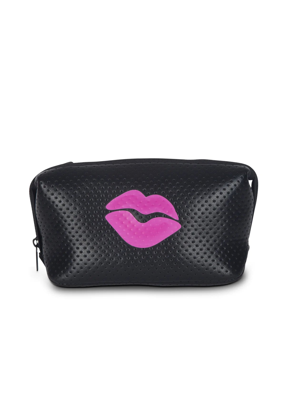 Haute Shore Erin Cosmetic Case Black Hot Pink Lips