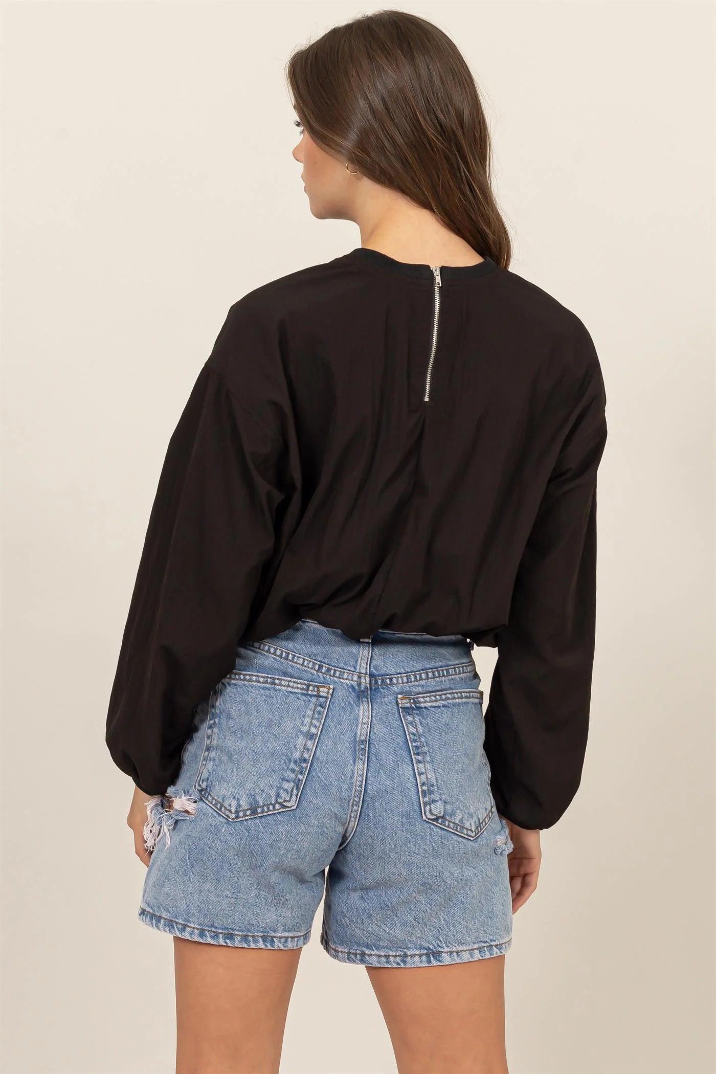 HYFVE Cropped Woven Top with Back Zipper