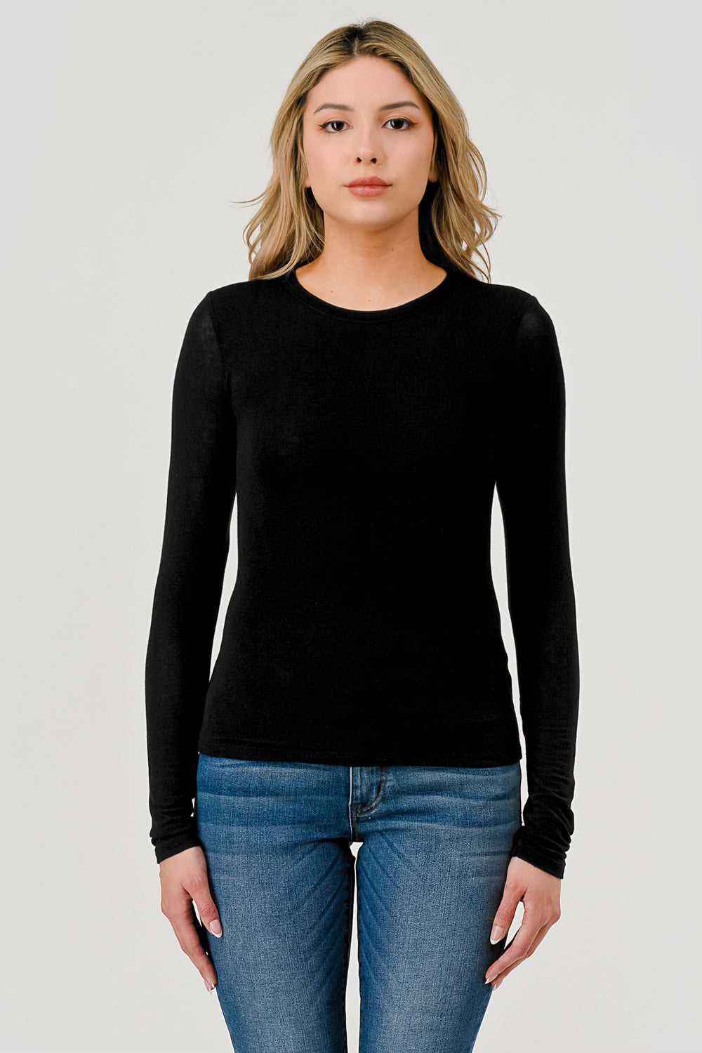 Double layered Hacci Long Sleeve Top