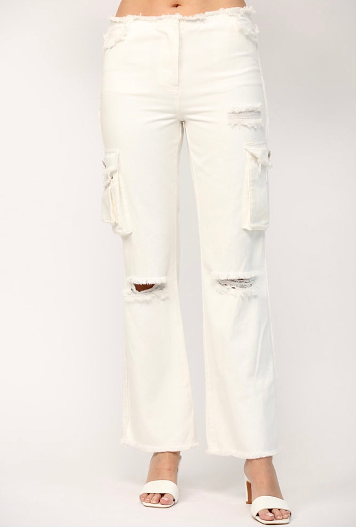 Fate Distressed Detail Flare Cargo Pants