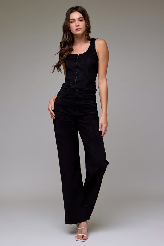 Hidden 31" Inseam Ella High Rise Suede Classic Straight