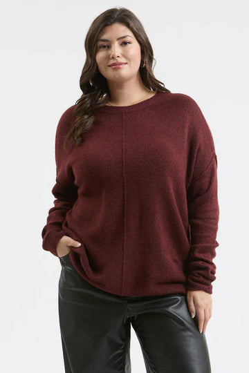 Blu Pepper Solid Crewneck Front Seam Knit Sweater