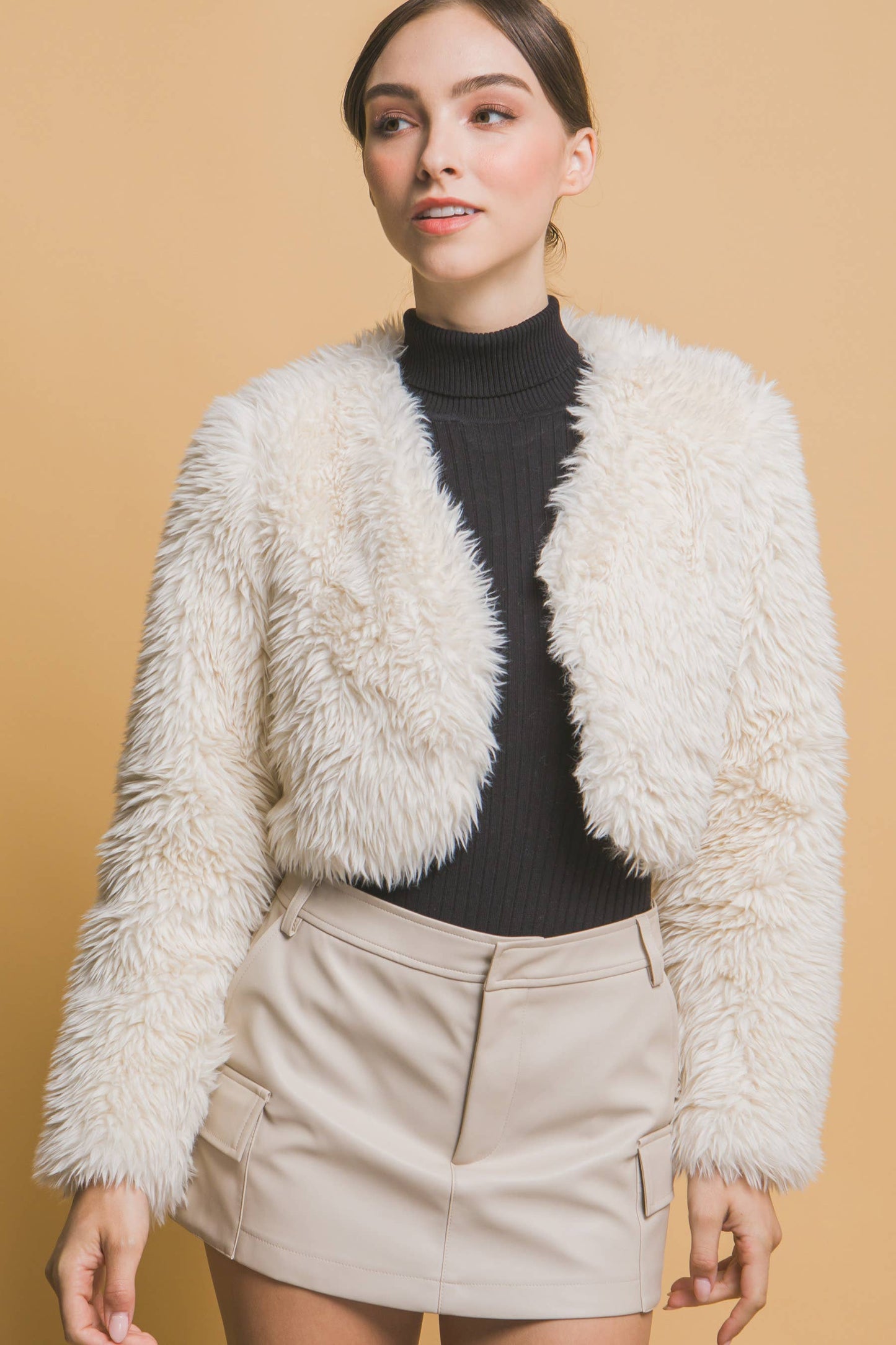 Faux Fur Cropped Bolero Jacket