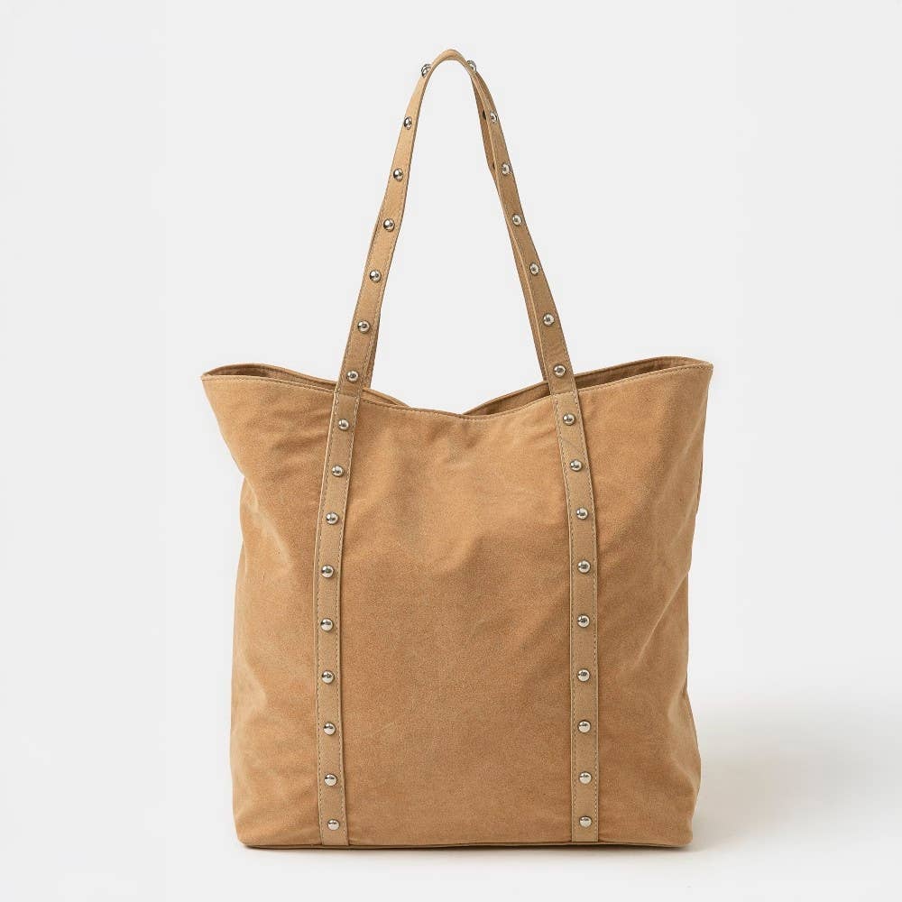 Studded Suede Strap Tote Bag