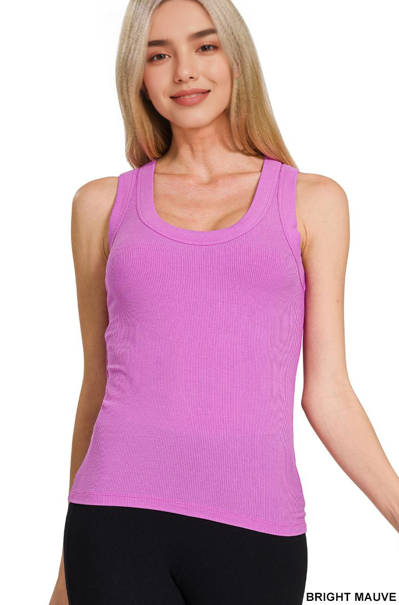 Ribbed Scoop Neck Tank Top