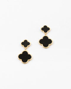 Clover Black and Gold Earrings