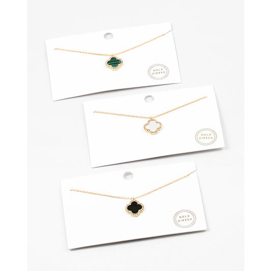 Clover Necklace with Diamond Trim