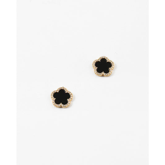 Black and Gold Clover Earrings