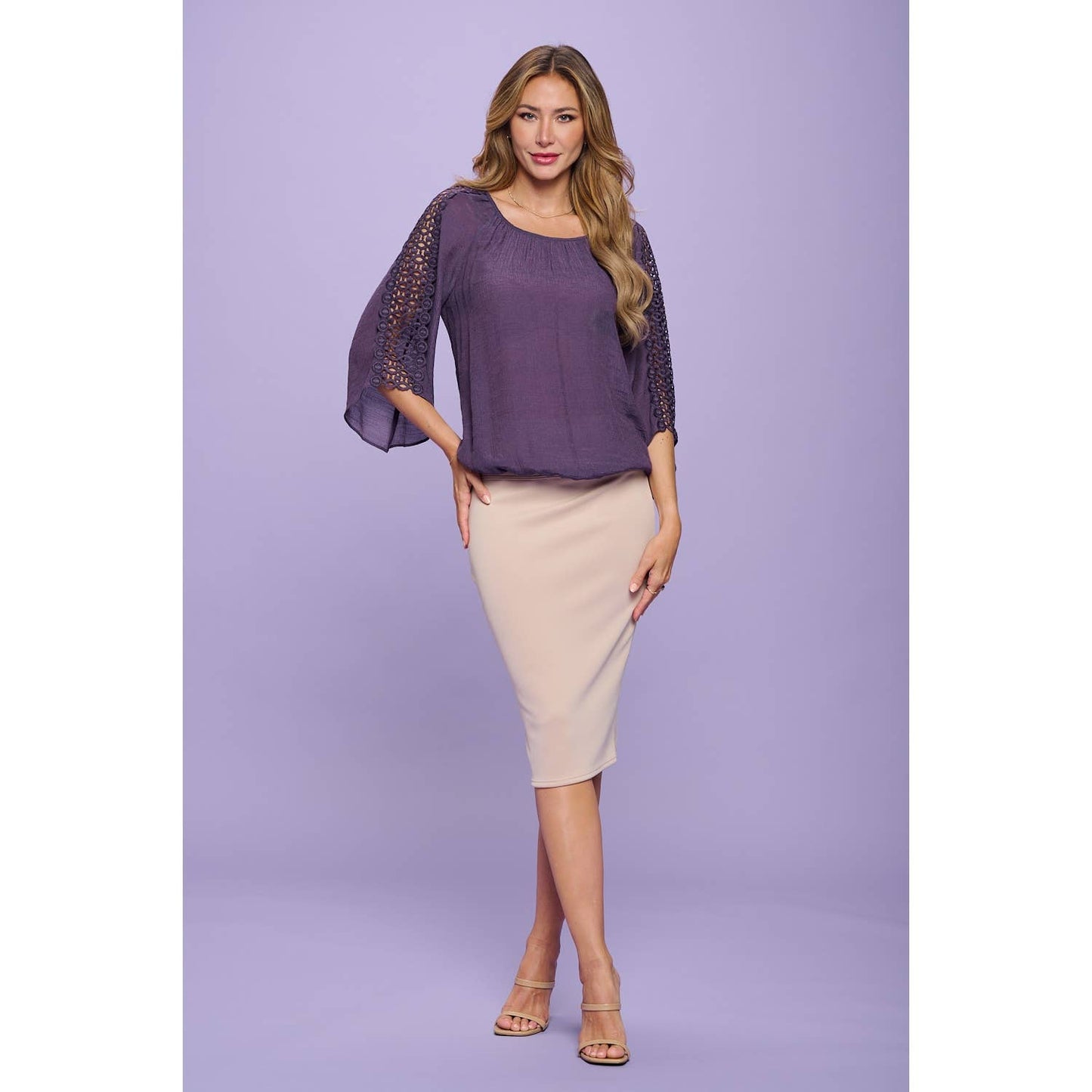 Crocket Wedge Bubble Hem Peasant Blouse