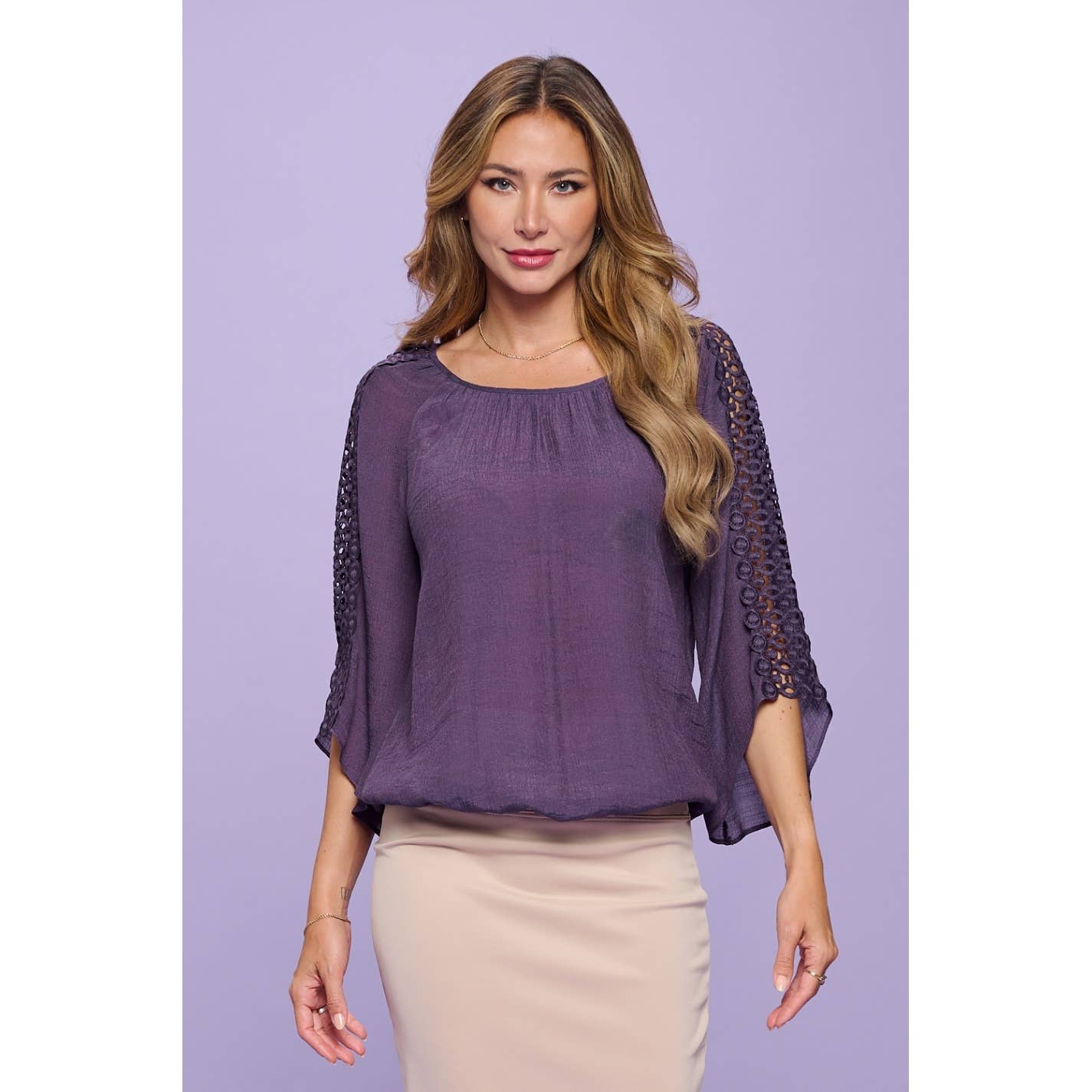 Crocket Wedge Bubble Hem Peasant Blouse