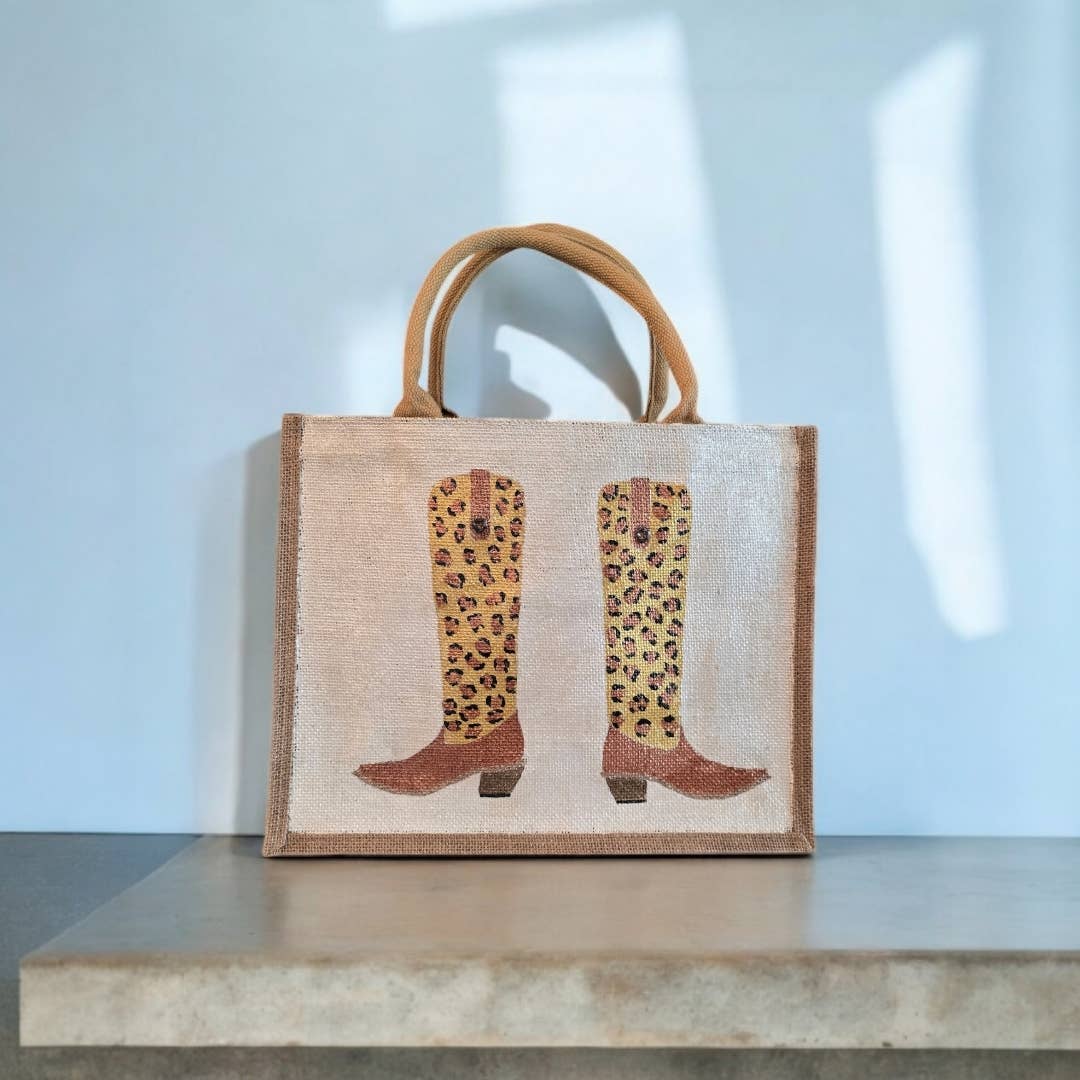 Animal Print Cowboy Boots Tote Bag