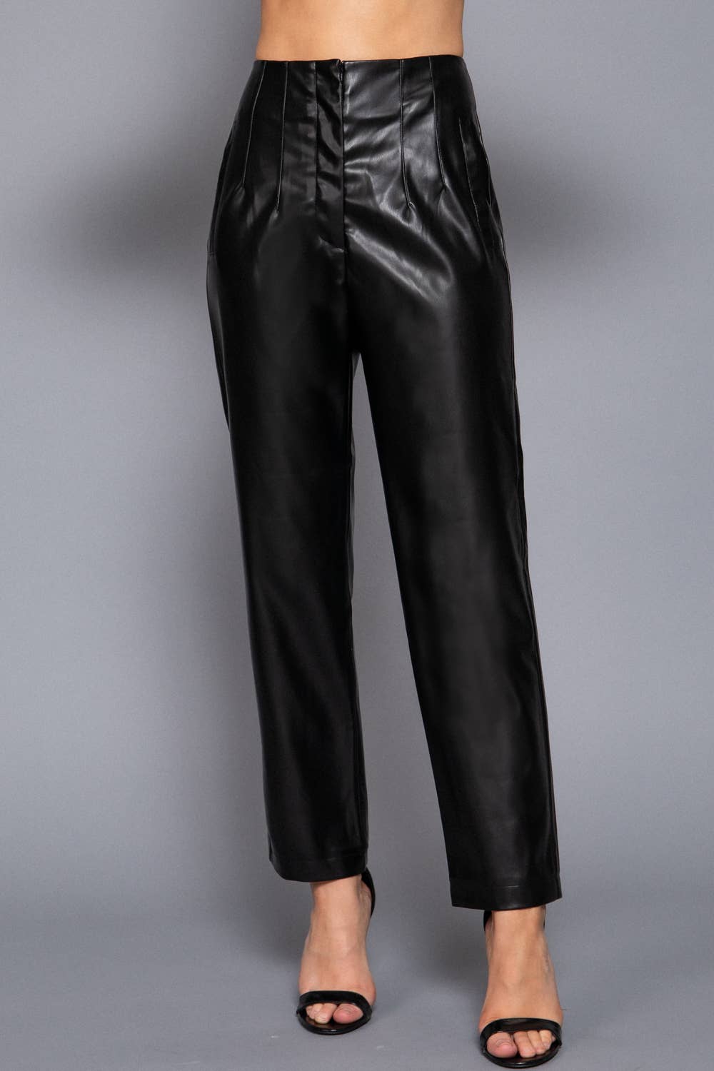 Hight Waist Slim Fit Faux Leather Long Pants
