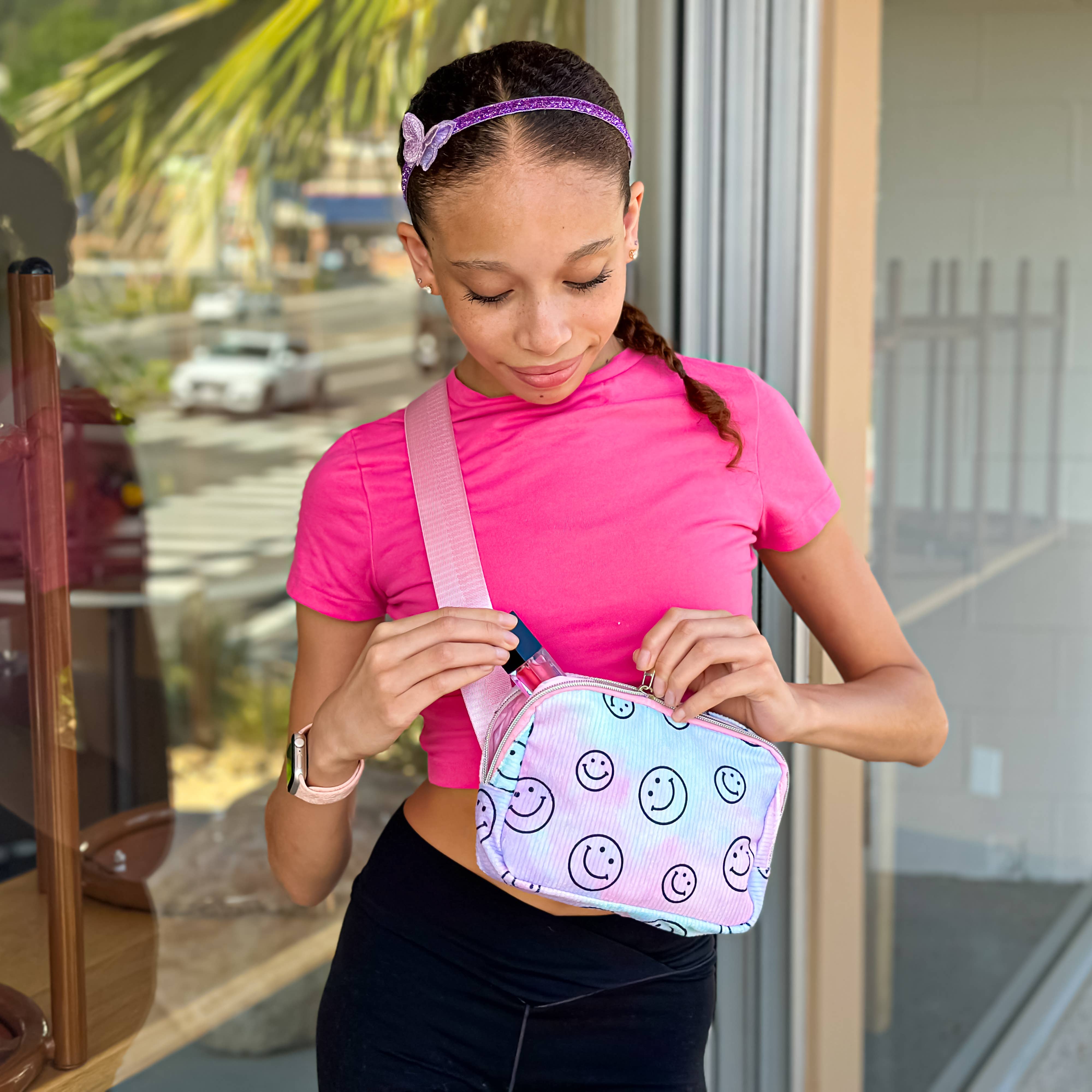 Kids Belt Bag Tie Dye Smiley Face Crossbody Fanny Pack Launch Boutique