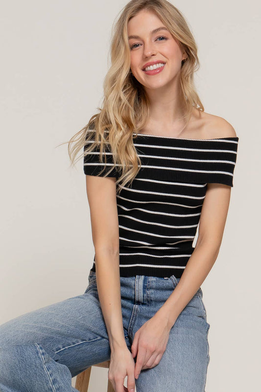 Off The Shoulder Stripe Sweater