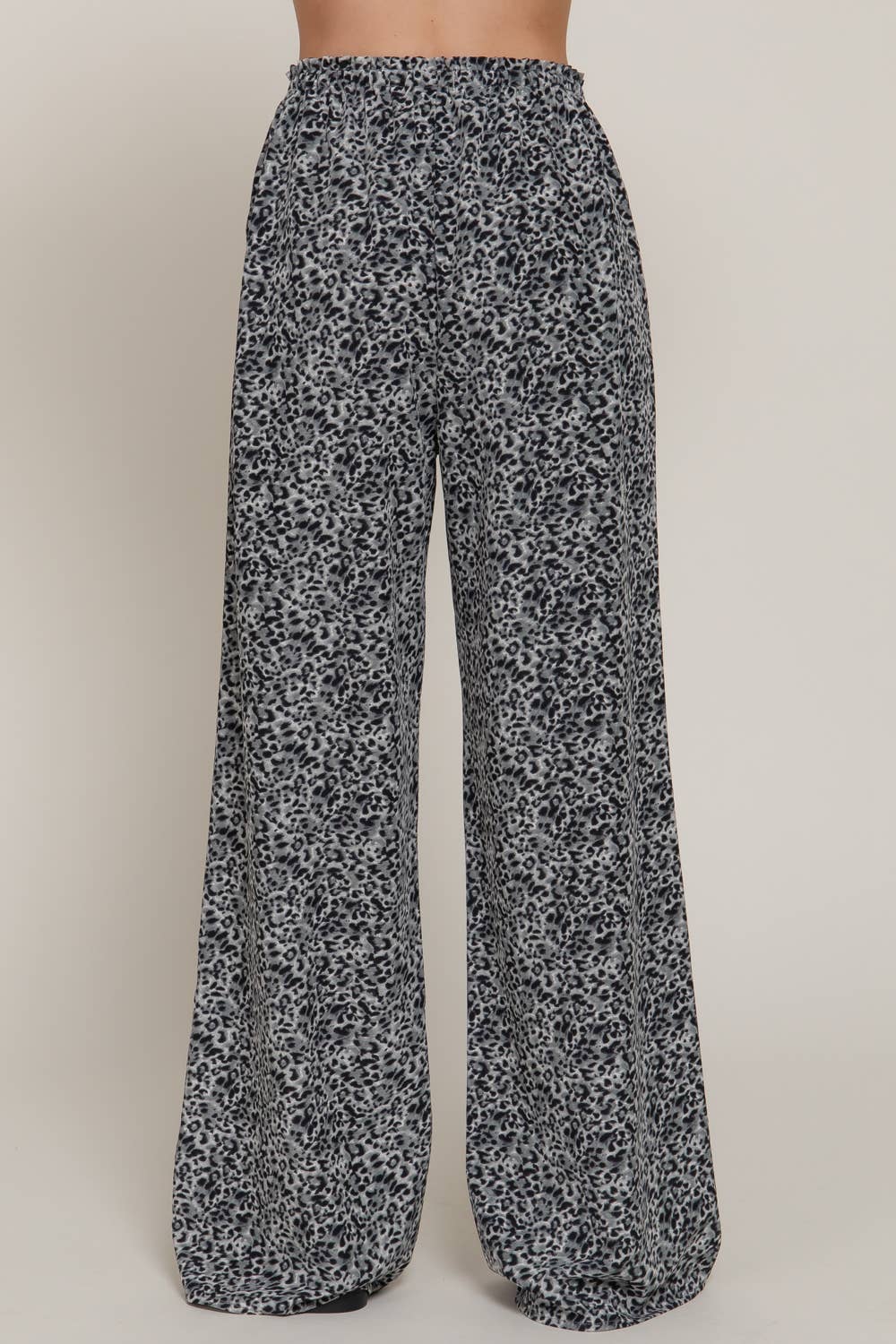 Mid Waist Elastic Waistband Print Long Pants