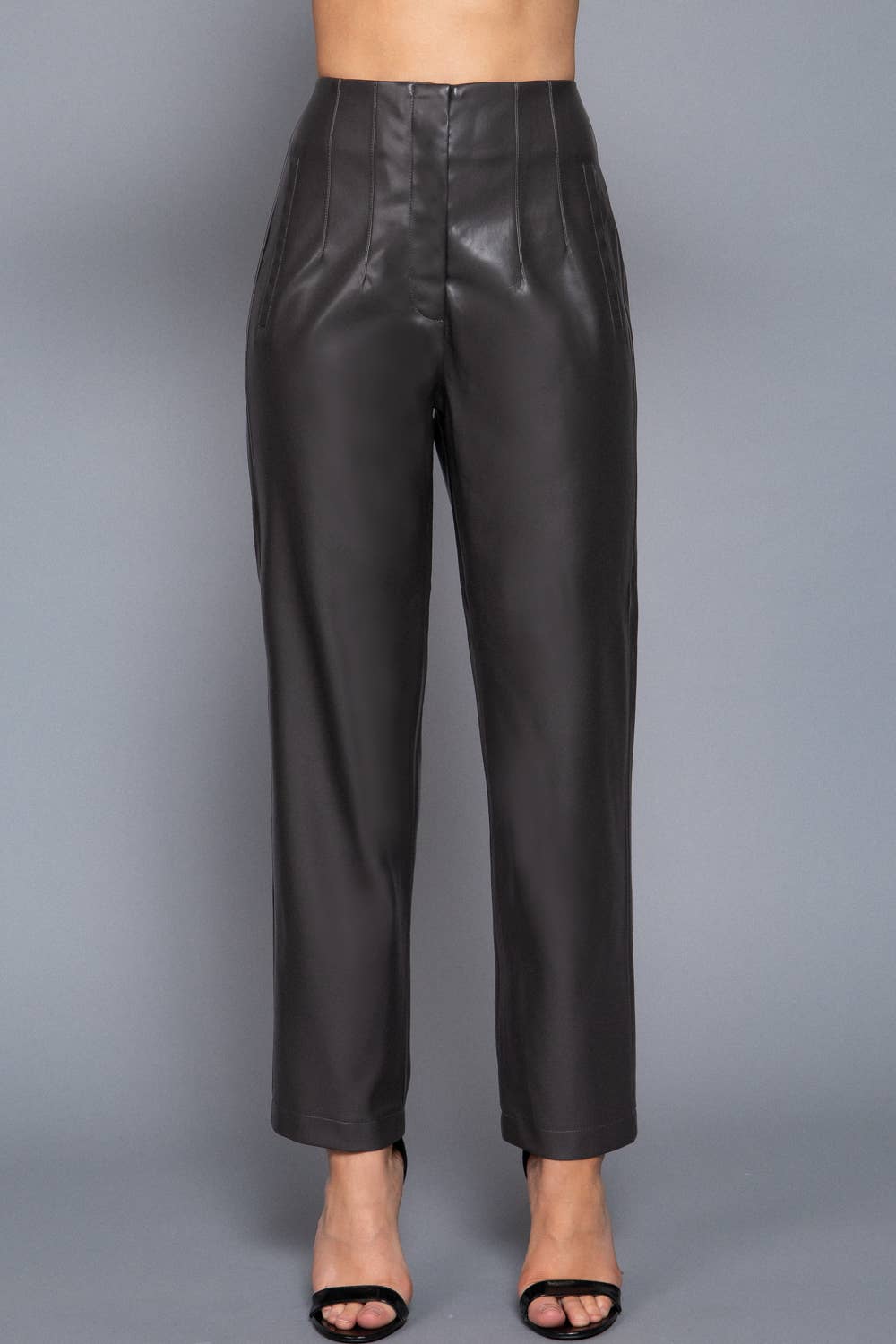 Hight Waist Slim Fit Faux Leather Long Pants