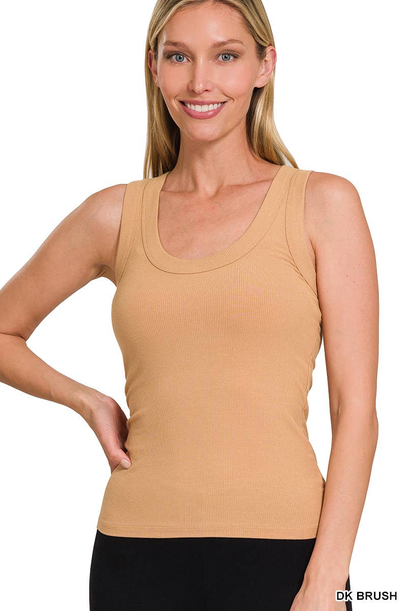 Ribbed Scoop Neck Tank Top