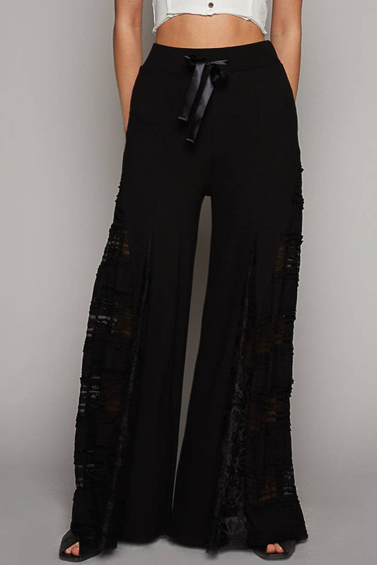 Pol Lace contrast elastic band  wide pants