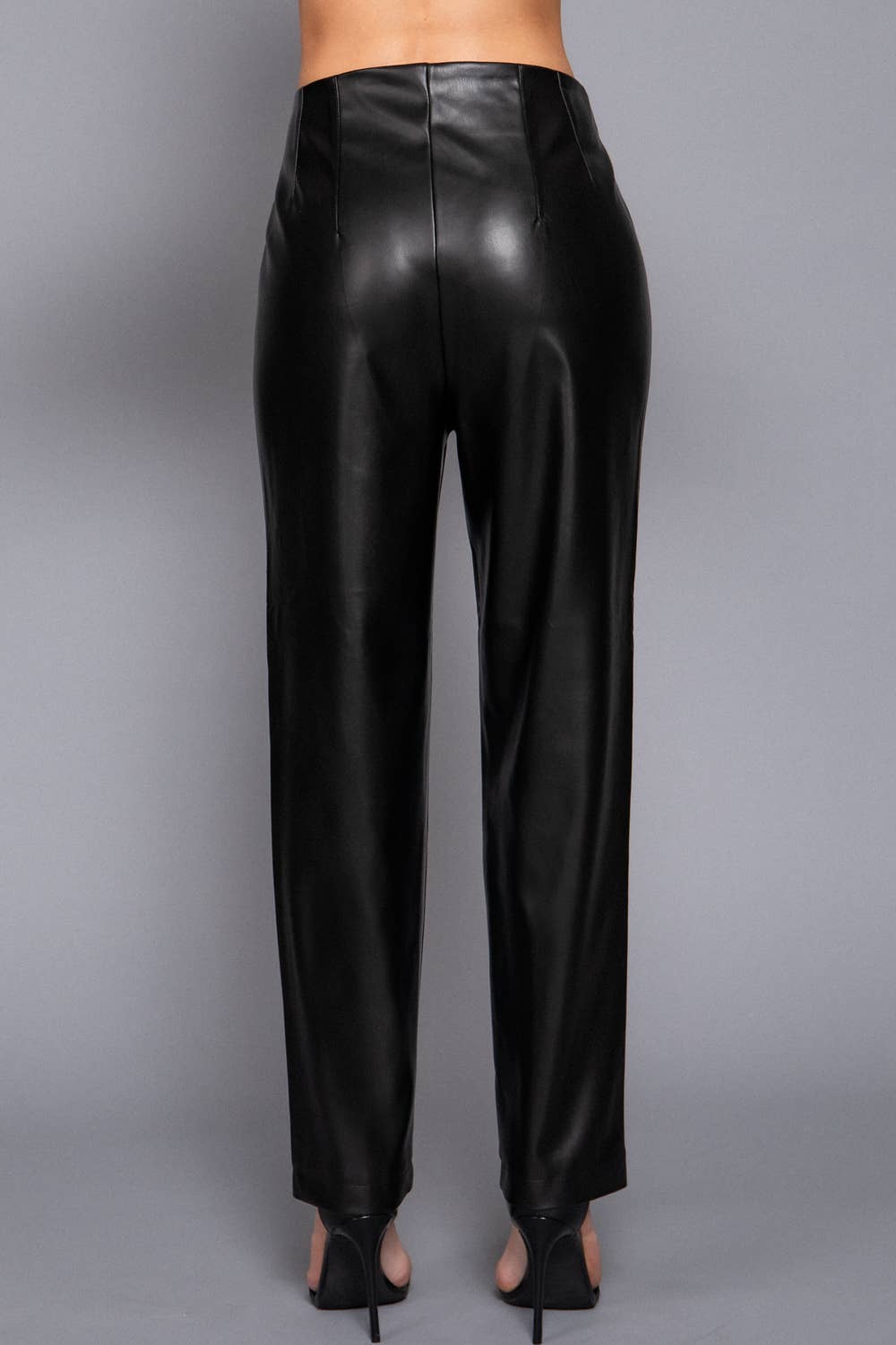 Hight Waist Slim Fit Faux Leather Long Pants